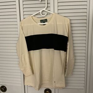 Ralph Lauren Cream and Black Long Sleeve Tee